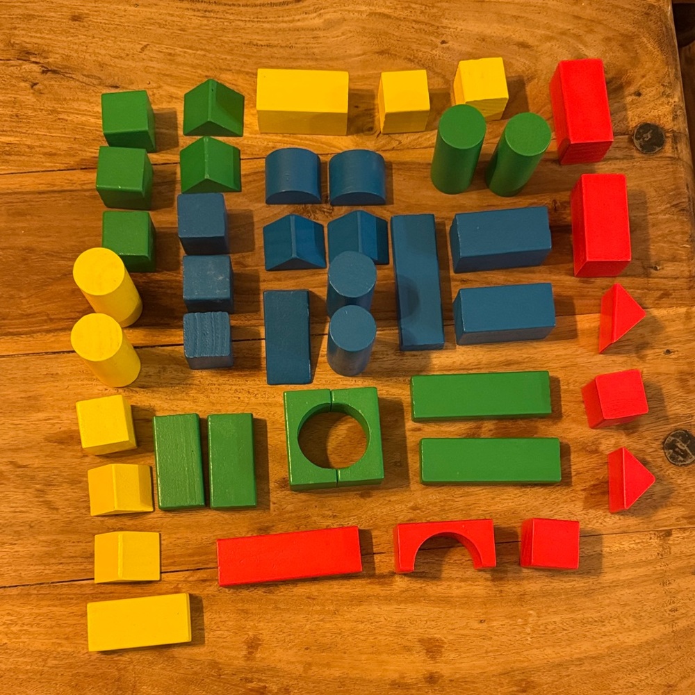 44 Colorful Wooden Building Blocks Set